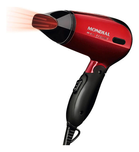Secador De Cabelo Mondial Max Travel 1200w Sc10 Bivolt Cor Vermelho/Preto 110V/220V